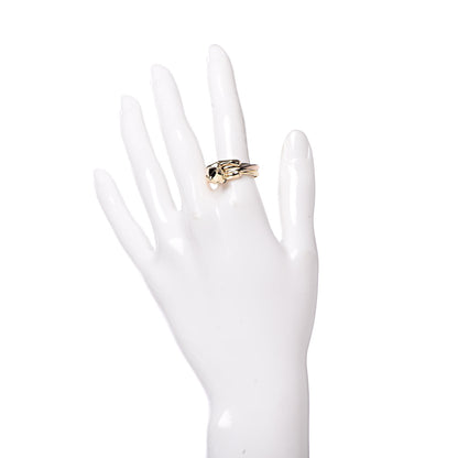 Cartier 18K Pink Yellow White Gold Onyx Emerald Panthere De Trinity Ring 53 6.25 2 of 6