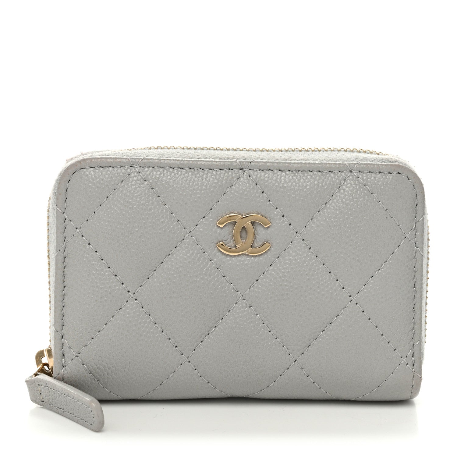 Chanel Caviar Quilted Zip Coin Purse Grey 1 of 8