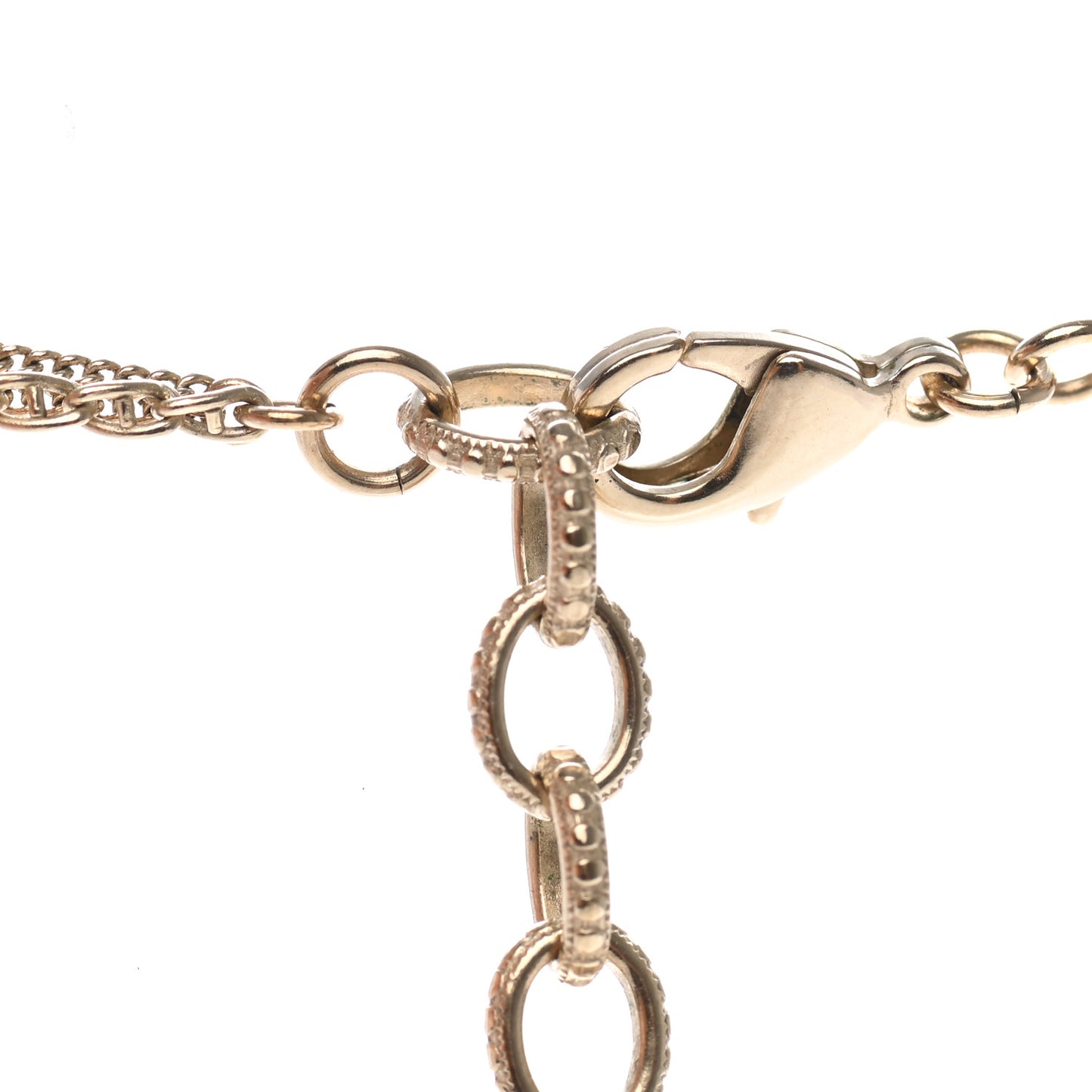Bead Pearl CC Medallion Necklace Gold