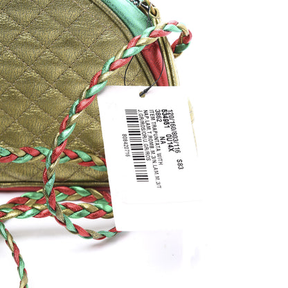 Gucci Laminated Nappa Trapuntata Mini Zumi Dome Shoulder Bag Rosso Jasmine Green Rame 9 of 10