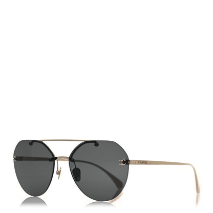 Chanel Titanium CC Pilot Aviator Sunglasses 4272-T Black Gold 1 of 8