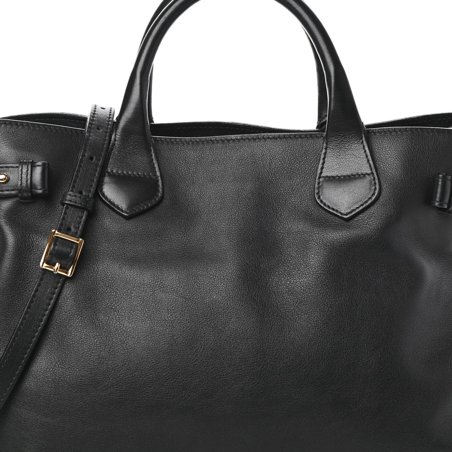 Grainy Calfskin House Check Medium Banner Tote Black