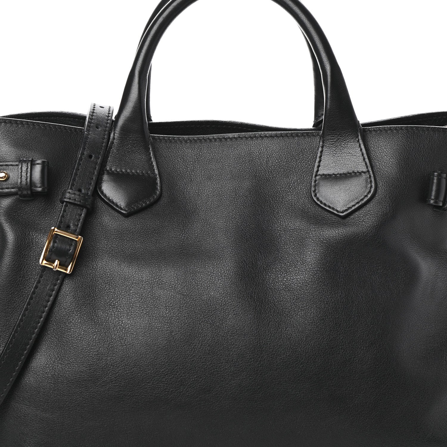 Burberry Grainy Calfskin House Check Medium Banner Tote Black 8 of 10