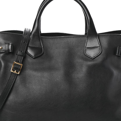 Burberry Grainy Calfskin House Check Medium Banner Tote Black 8 of 10