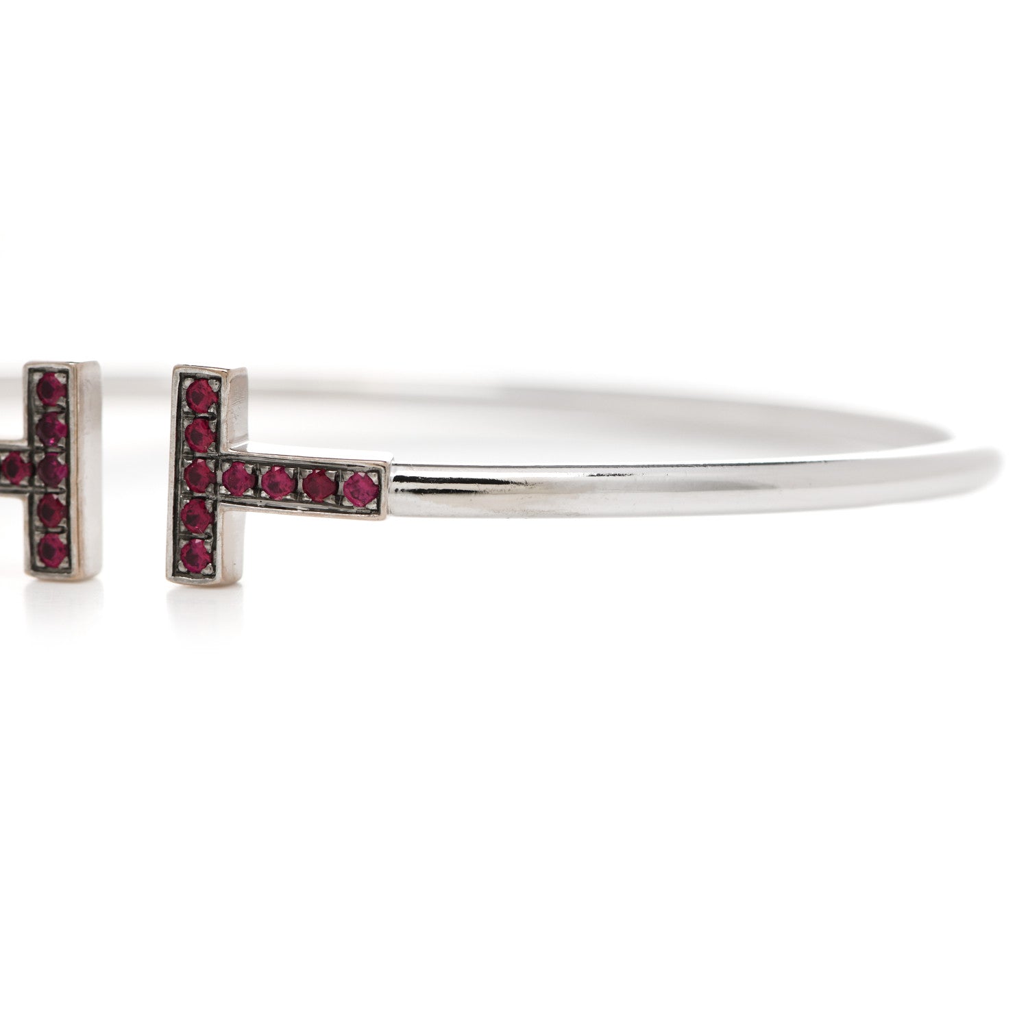 Tiffany 18K White Gold Ruby T Wire Bracelet 4 of 5