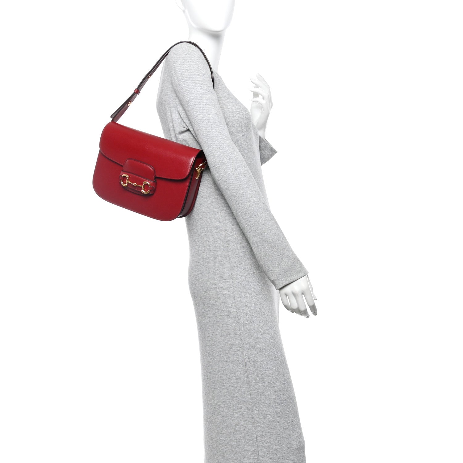 Gucci Azalea Calfskin Horsebit 1955 Shoulder Bag New Cherry Red 2 of 9