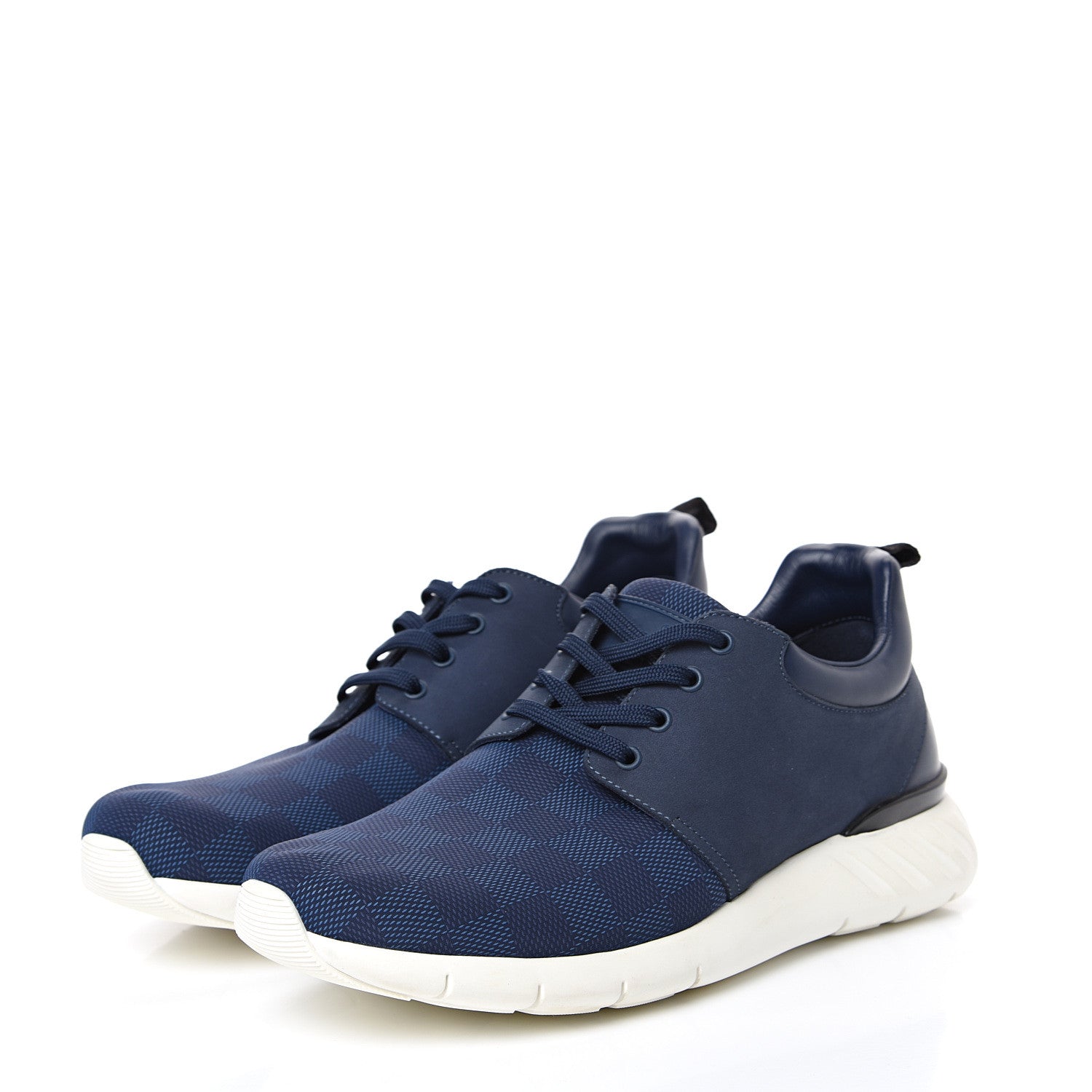 Louis Vuitton Rubber Mesh Suede Damier Fastlane Low Sneakers 8 Blue 3 of 7