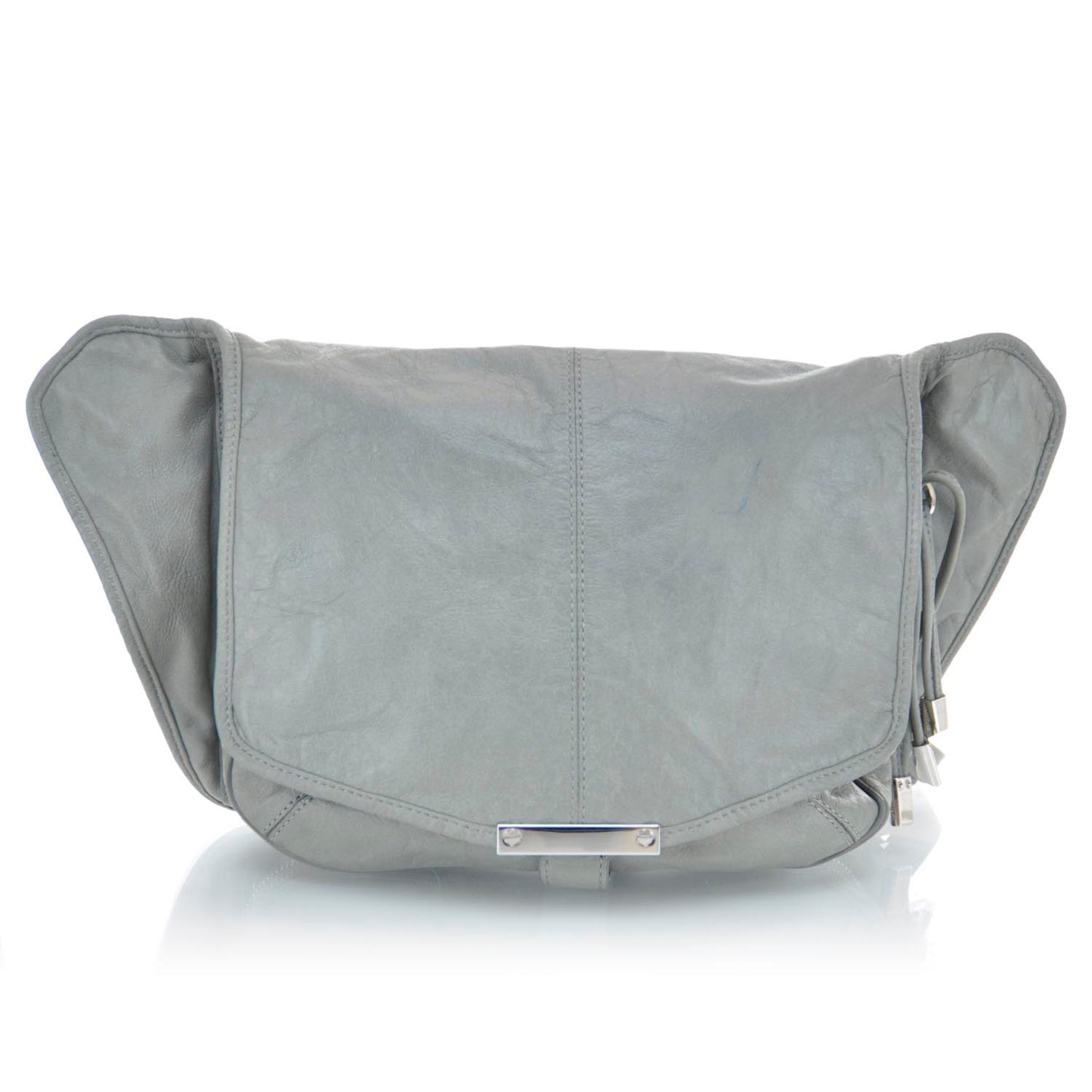 Leather Iris Messenger Bag Grey