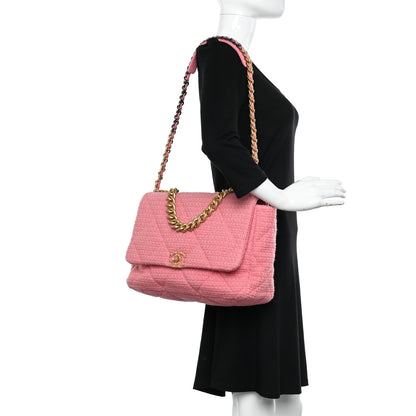 Chanel Tweed Quilted Maxi Chanel 19 Flap Pink 2 of 10
