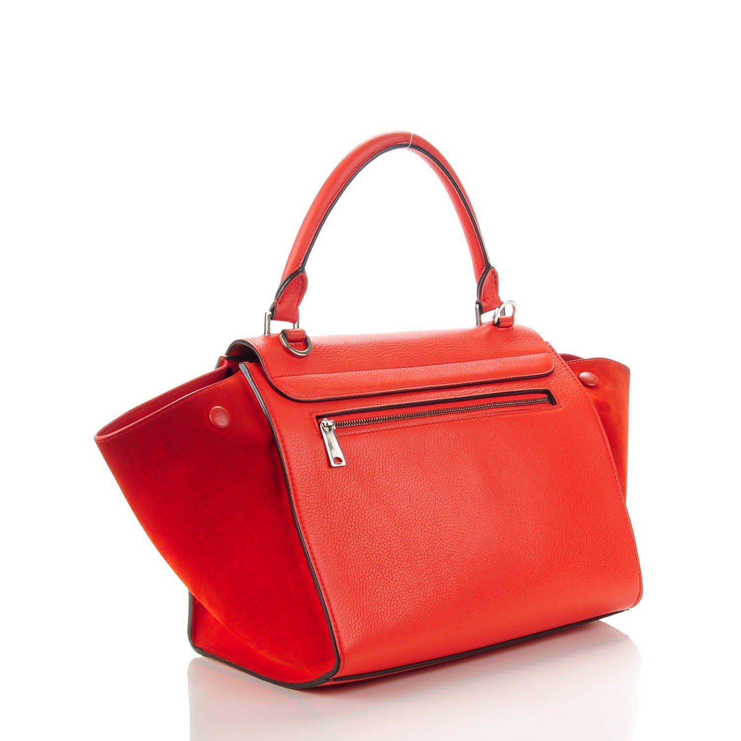 Celine Drummed Calfskin Suede Small Trapeze Coquelicot 3 of 7