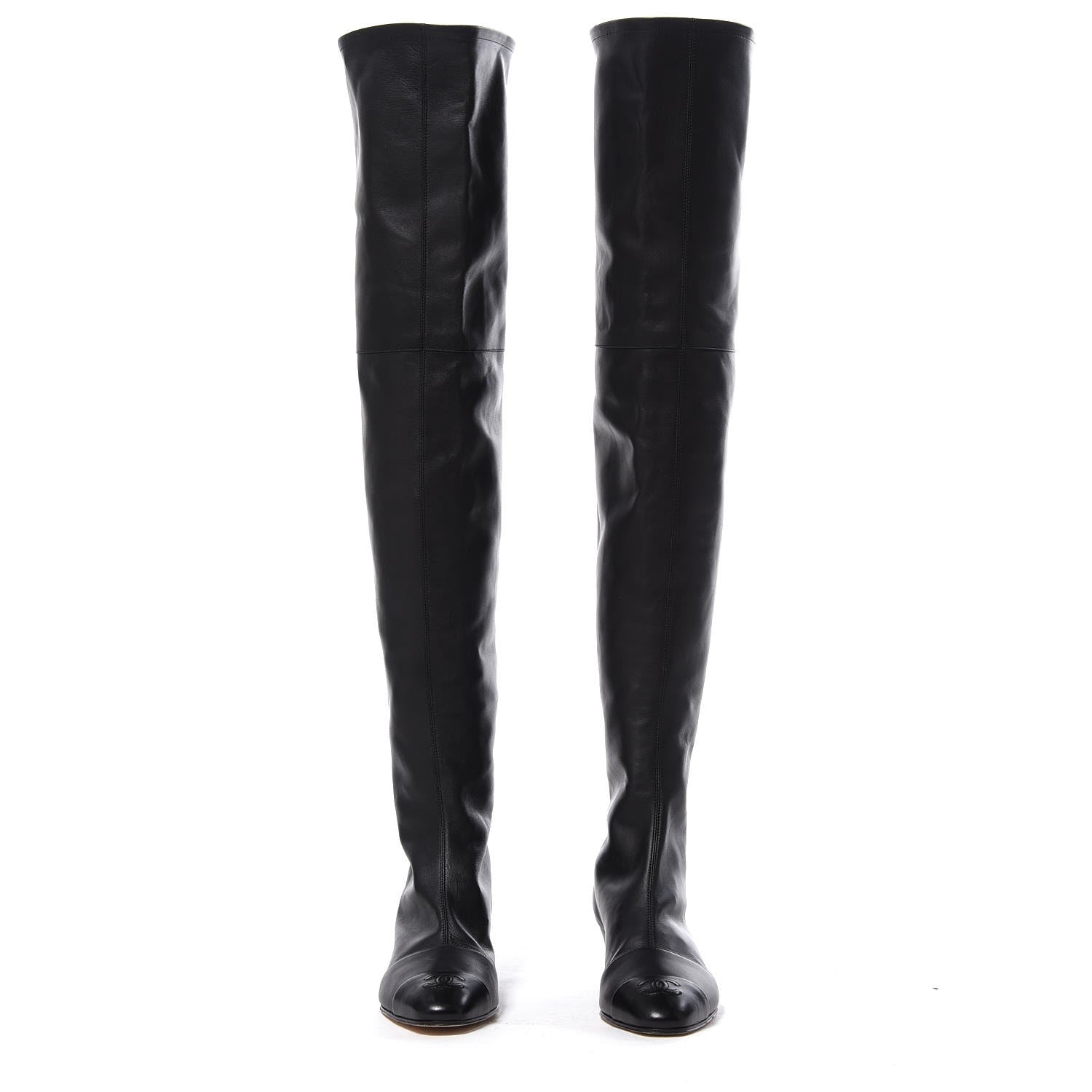 Chanel Lambskin CC Cap Toe Boots 37.5 Black 2 of 10