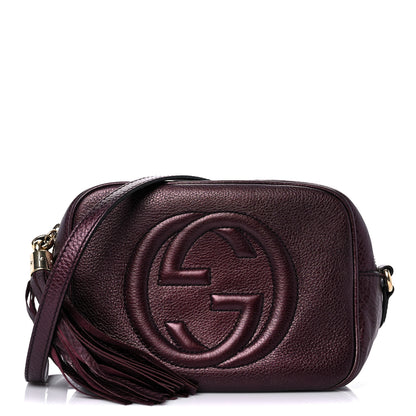 Gucci Metallic Pebbled Calfskin Small Soho Disco Bag Burgundy 1 of 17