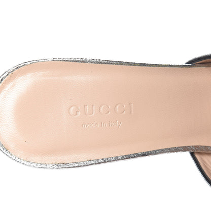 Gucci Galassia GG Marmont Fringe 75mm Slide Sandals 37.5 Argento 7 of 8