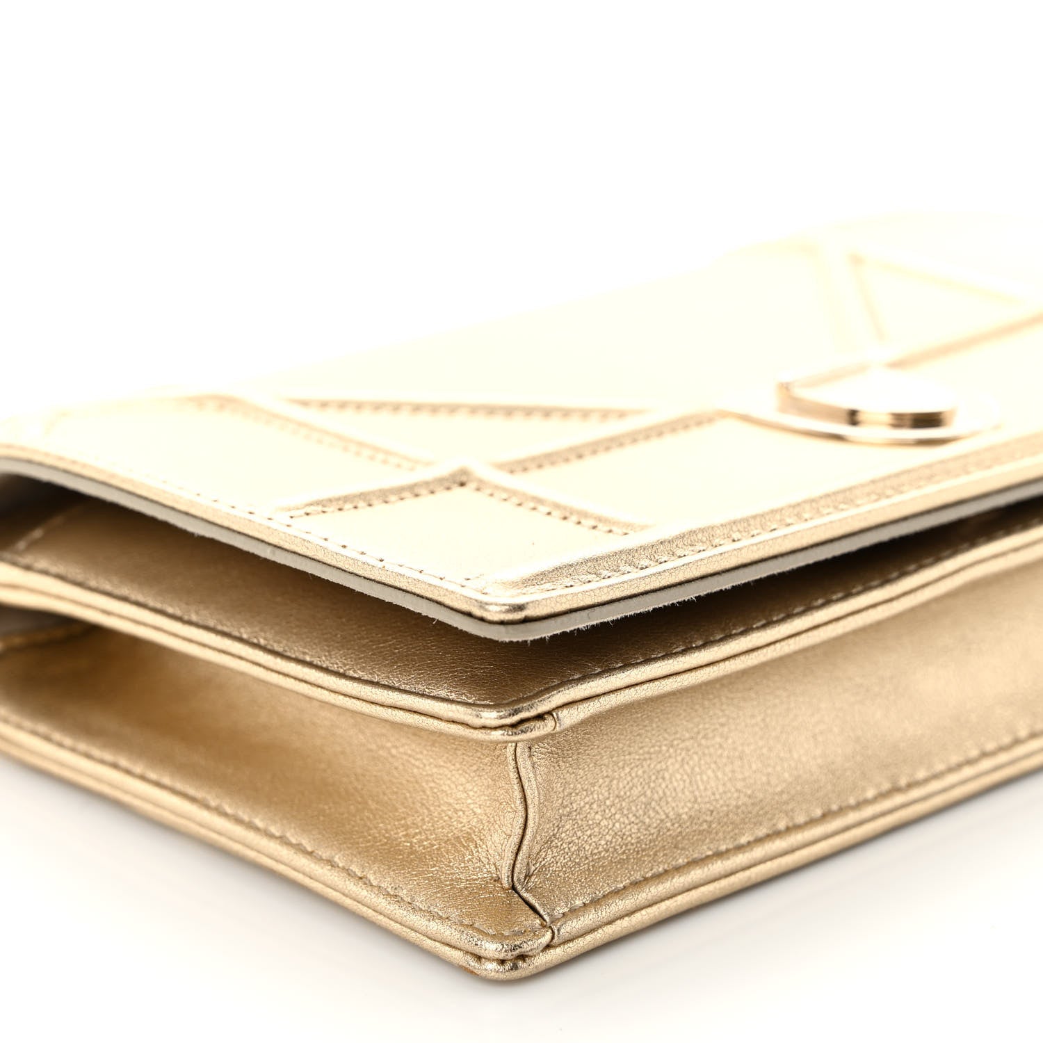 Christian Dior Metallic Calfskin Diorama Wallet on Chain Pouch Light Gold 8 of 9