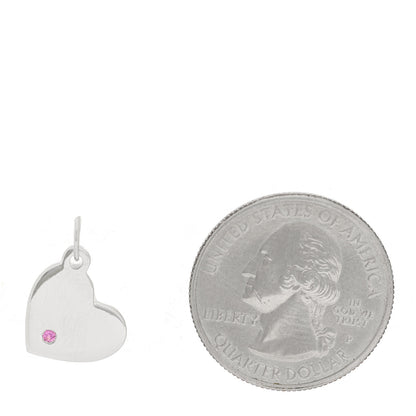 Tiffany 18K White Gold Pink Sapphire Heart Charm 2 of 3