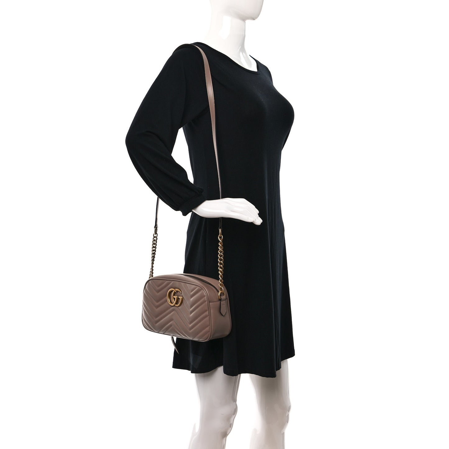Calfskin Matelasse Small GG Marmont Chain Shoulder Bag Porcelain Rose