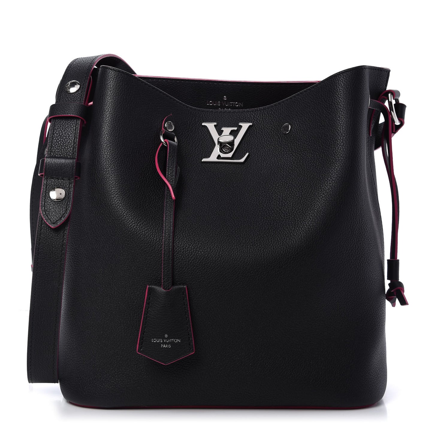 Calfskin Lockme Bucket Black