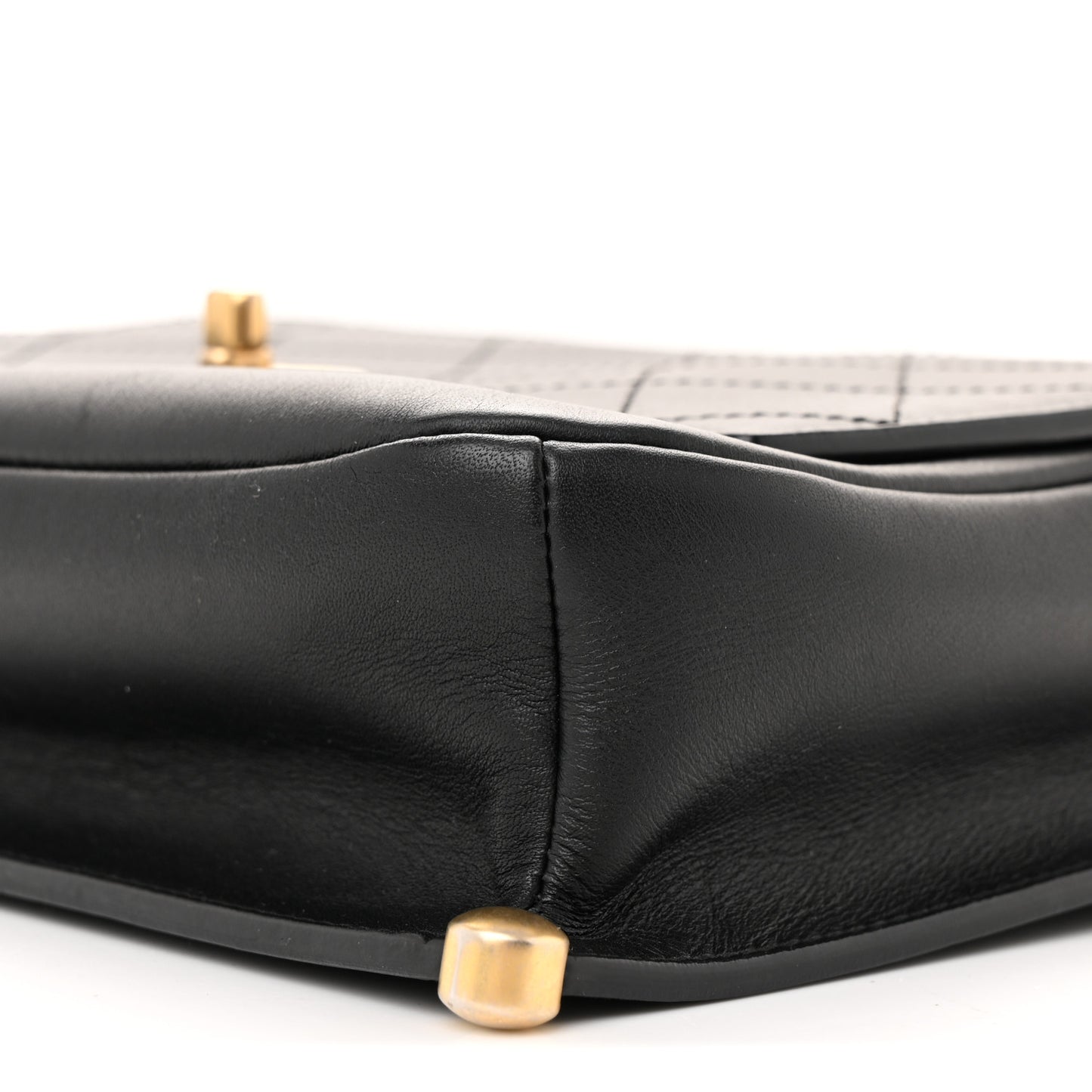 Calfskin Stitched Flap Black