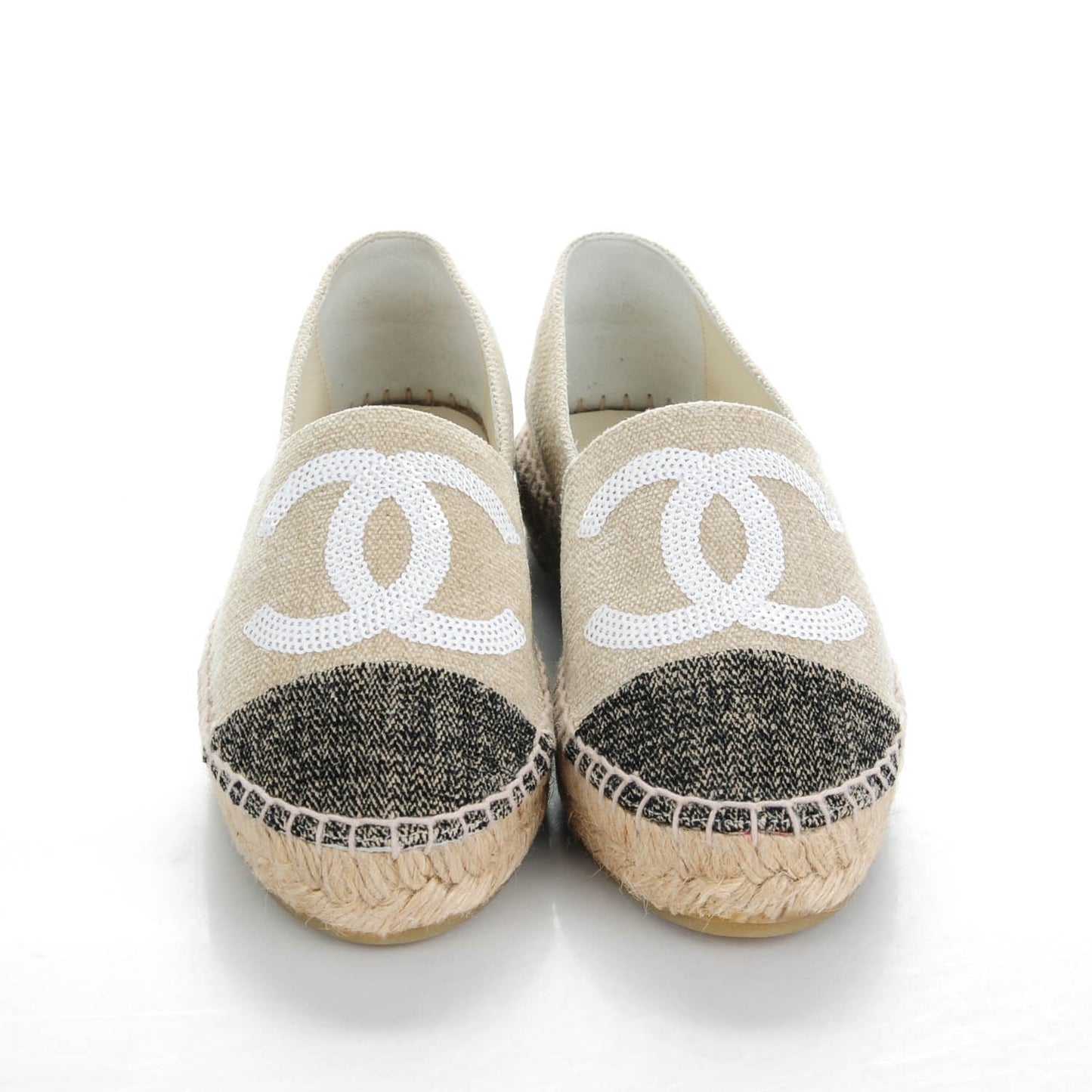 Toile Sequin CC Espadrilles 35 Beige Black