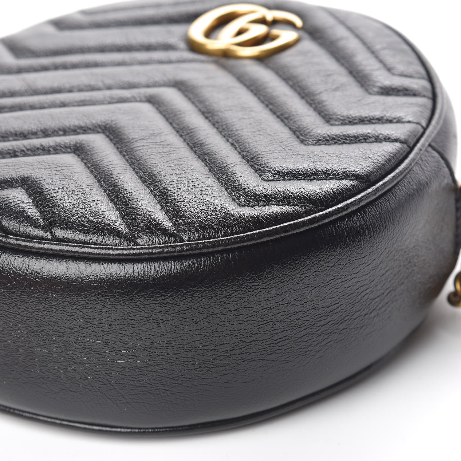 Gucci Azalea Calfskin Matelasse Heart Mini GG Marmont Round Shoulder Bag Black 9 of 13