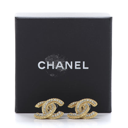 Chanel Crystal 90’s Icon CC Stud Earrings Gold 5 of 5