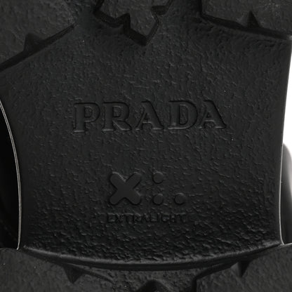 Prada Spazzolato Rois Re-Nylon Metal Triangle Logo Monolith Pouch Pocket 55mm Boots 37 Black 8 of 16