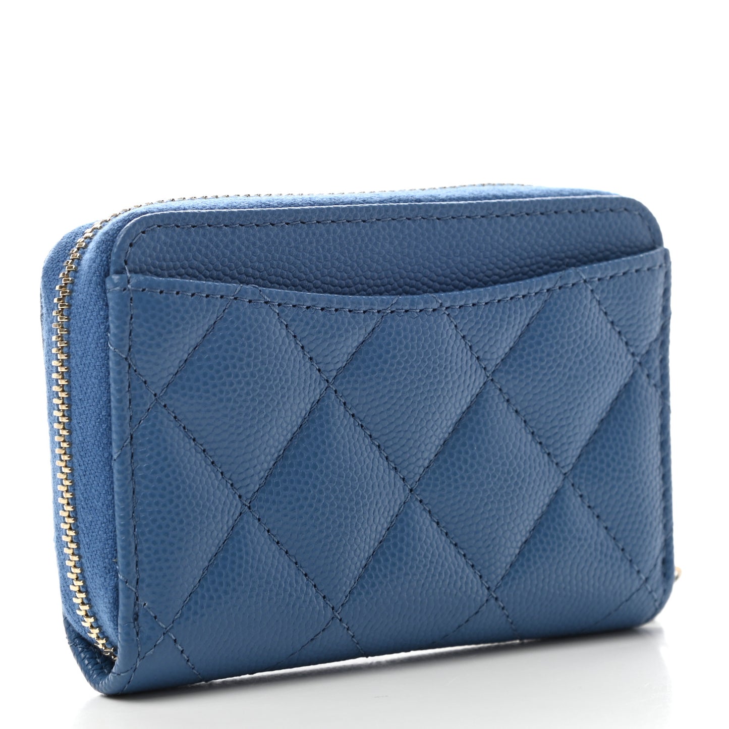 Caviar Quilted Zip Coin Purse Blue