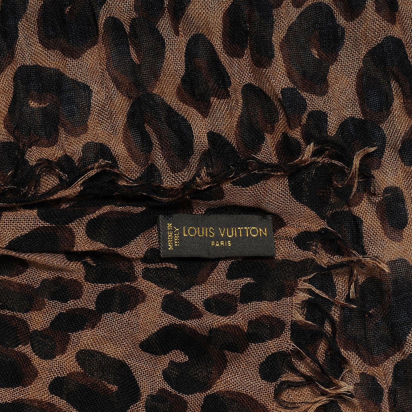 Cashmere Silk Leopard Stole Brown