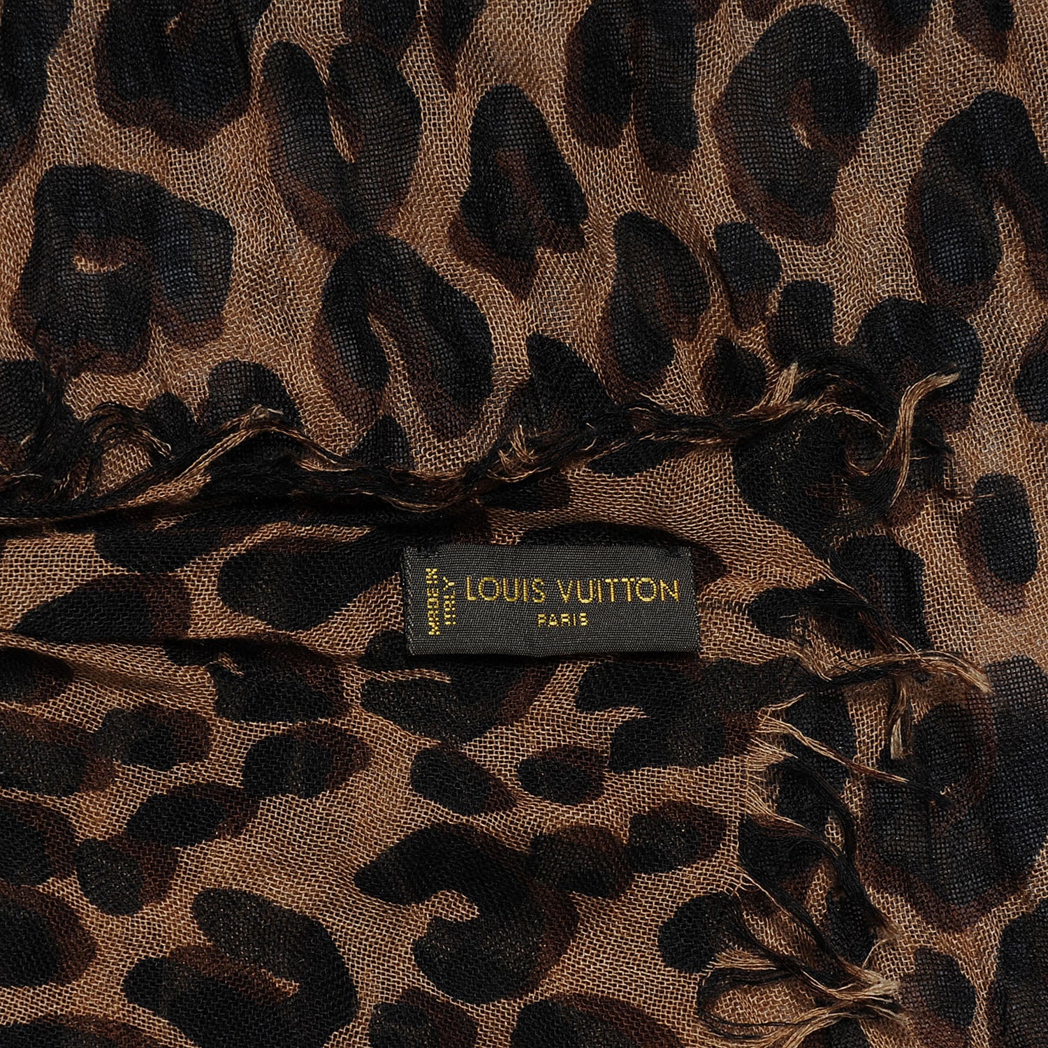 Louis Vuitton Cashmere Silk Leopard Stole Brown 7 of 7