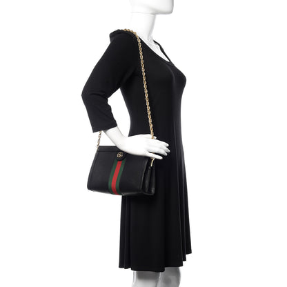 Gucci Calfskin GG Web Small Ophidia Chain Shoulder Bag Black 2 of 10