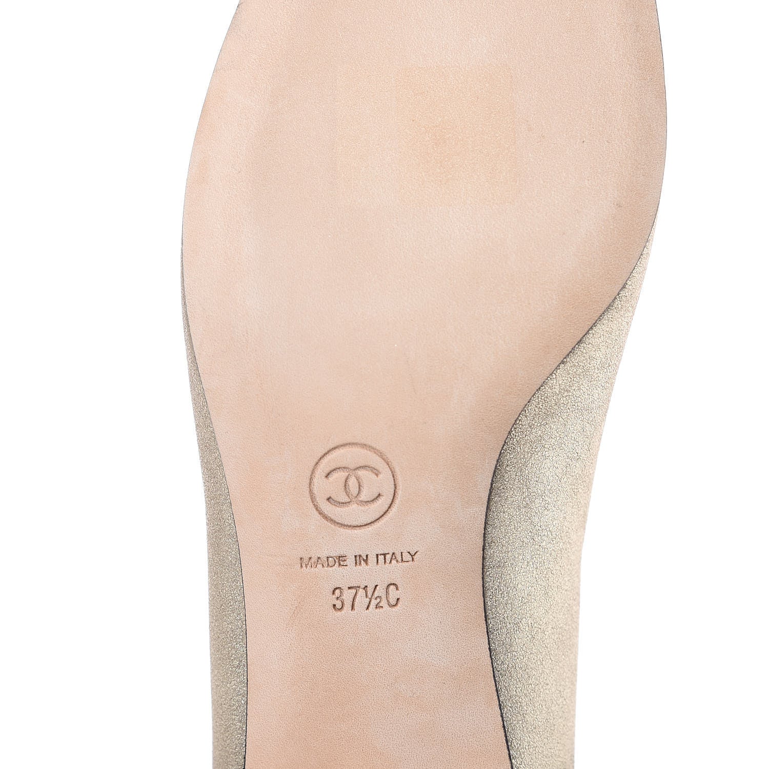 Chanel Metallic Lambskin Grosgrain Cap Toe Pearl Pumps 37.5 Gold Black 6 of 9