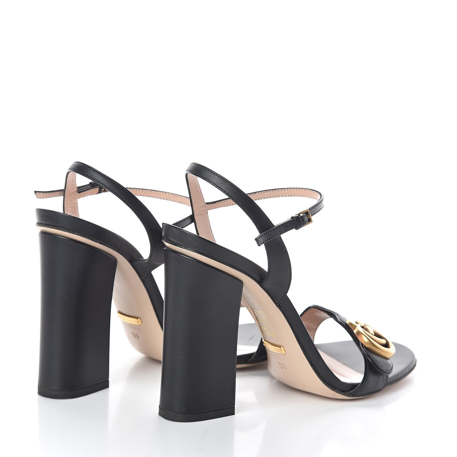 Gucci Lifford Calfskin GG Marmont Ankle Wrap 105mm Sandals 39 Black 4 of 7