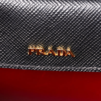 Prada Saffiano Cuir Small Double Bag Black Fuoco 7 of 12