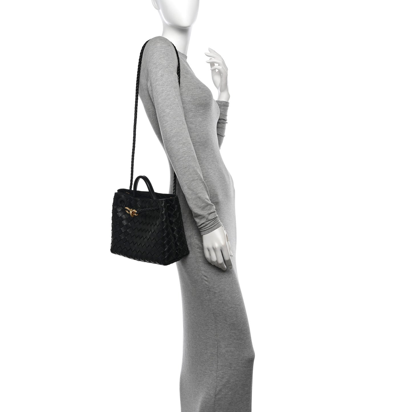 Nappa Intrecciato Small Andiamo Shoulder Bag Black