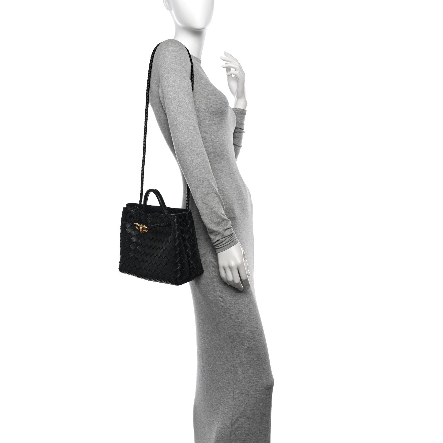 Bottega Veneta Nappa Intrecciato Small Andiamo Shoulder Bag Black 2 of 10