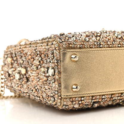 Christian Dior Metallic Calfskin Bead Embroidery Mini Lady Dior Gold 8 of 12