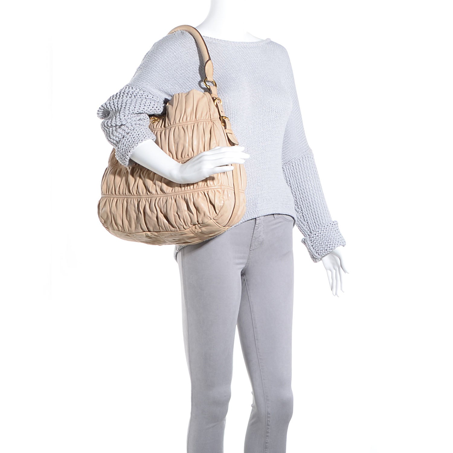 Prada Nappa Gaufre Hobo Cipria 2 of 10