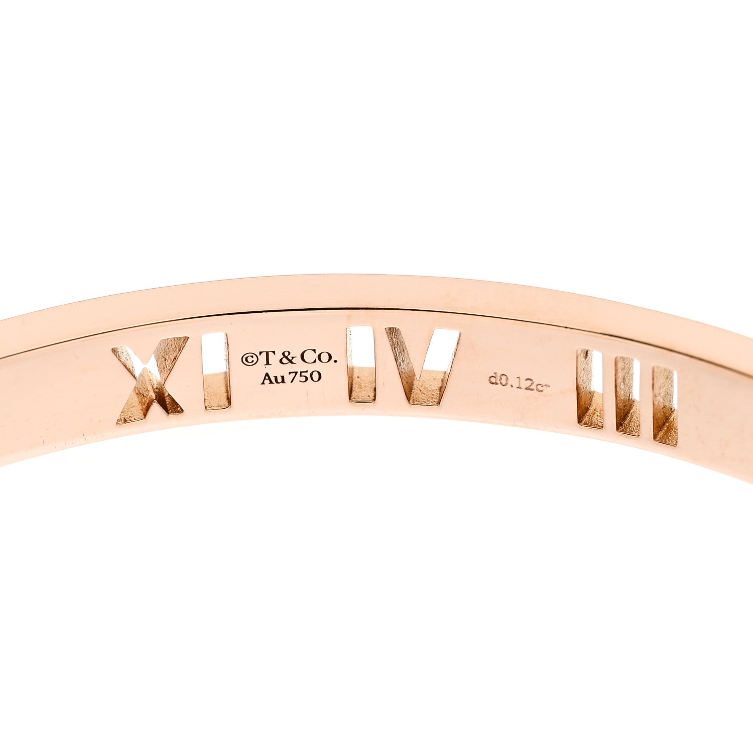 Tiffany 18K Rose Gold Diamond Atlas Pierced Hinged Bangle Bracelet 3 of 3