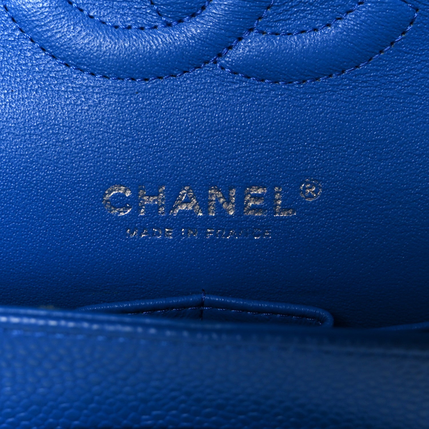 Chanel Caviar Quilted Medium Double Flap Blue 6 of 11