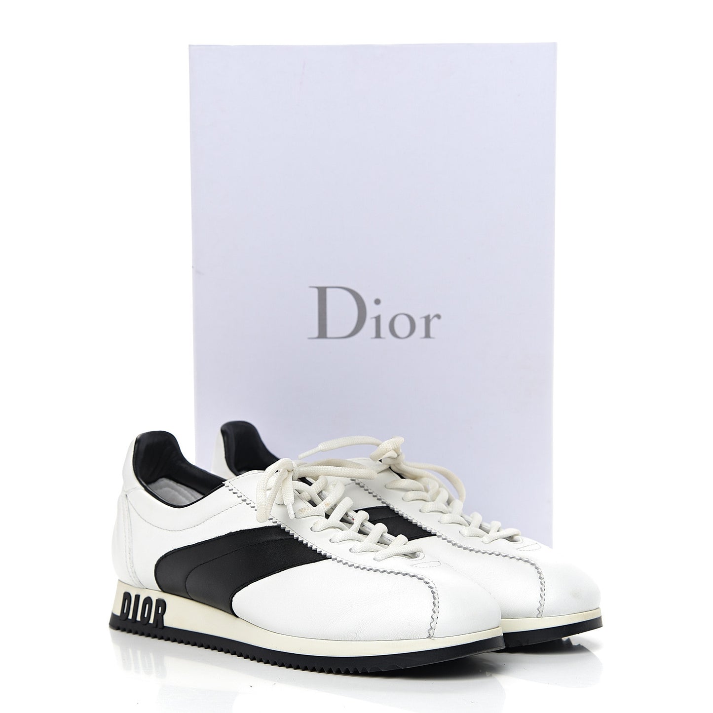 Calfskin Mix Diorun Sneakers 37.5 Optic White
