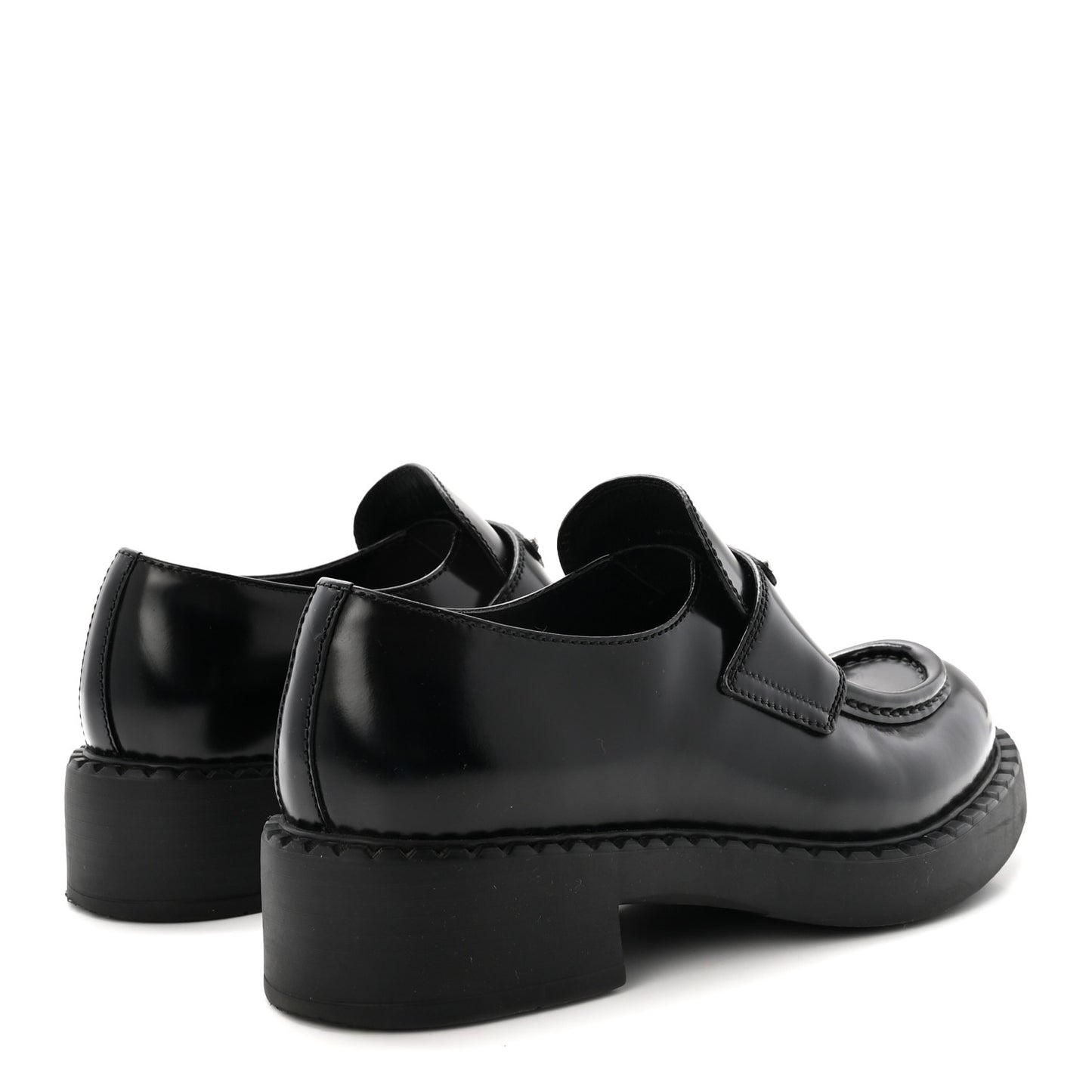 Spazzolato Metal Triangle Logo 50mm Loafers 37 Black