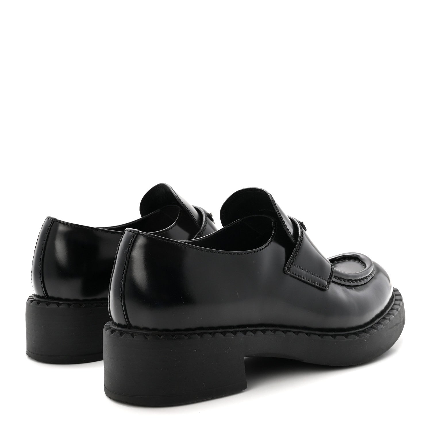 Prada Spazzolato Metal Triangle Logo 50mm Loafers 37 Black 5 of 9