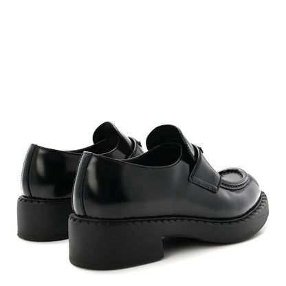 Prada Spazzolato Metal Triangle Logo 50mm Loafers 37 Black 5 of 9
