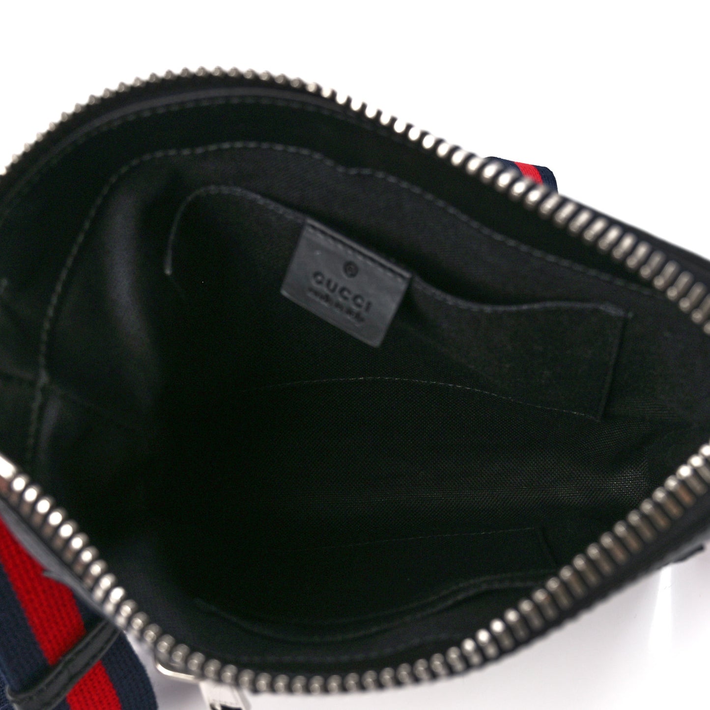 GG Supreme Monogram Web Small Flat Messenger Bag Black Grey