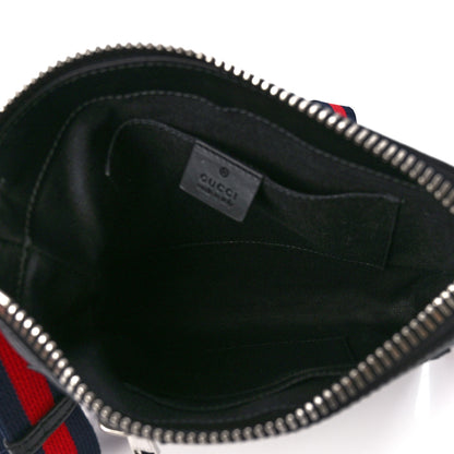 Gucci GG Supreme Monogram Web Small Flat Messenger Bag Black Grey 5 of 12