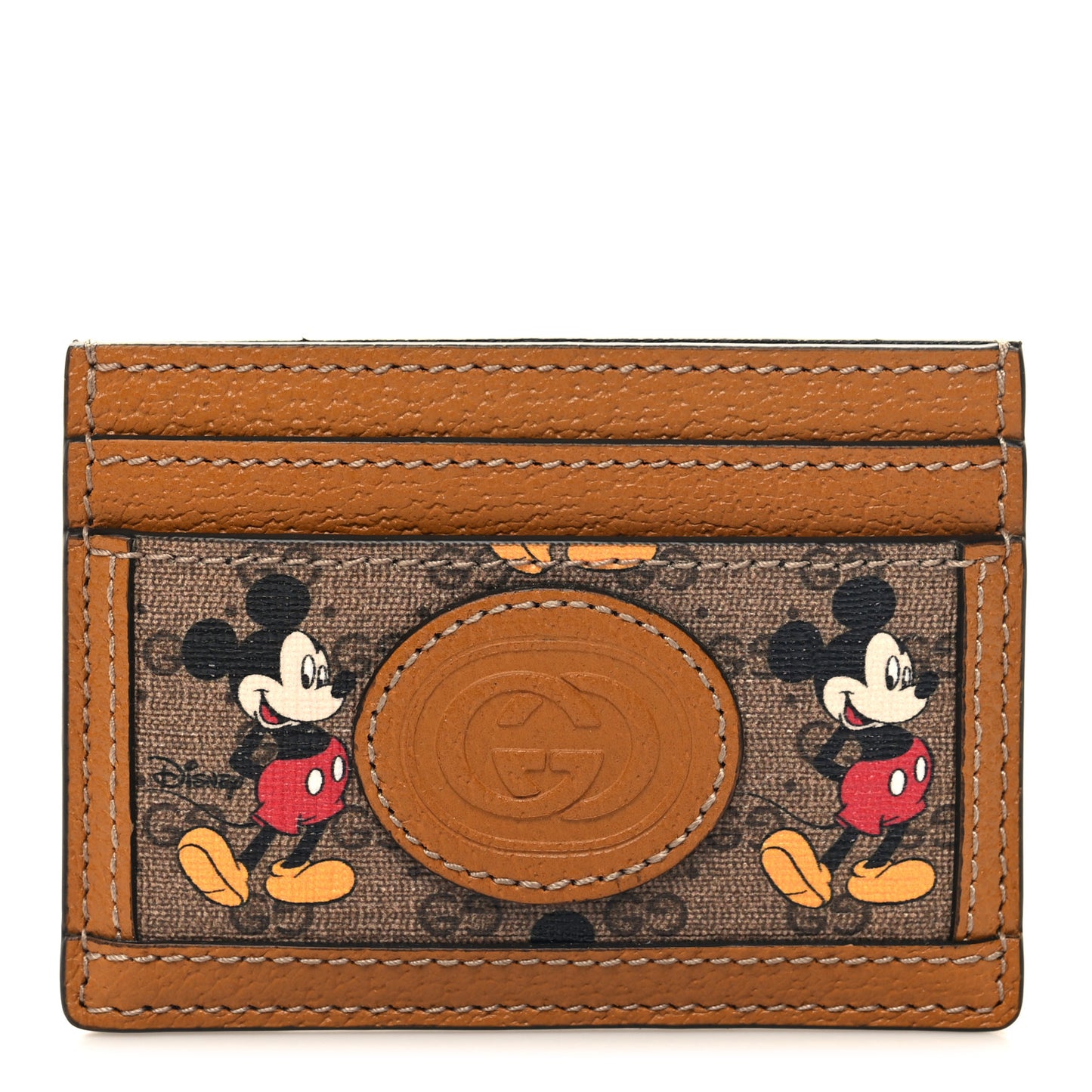 X DISNEY Mini Vintage GG Supreme Monogram Mickey Mouse Card Holder Beige Vintage Sun Oil