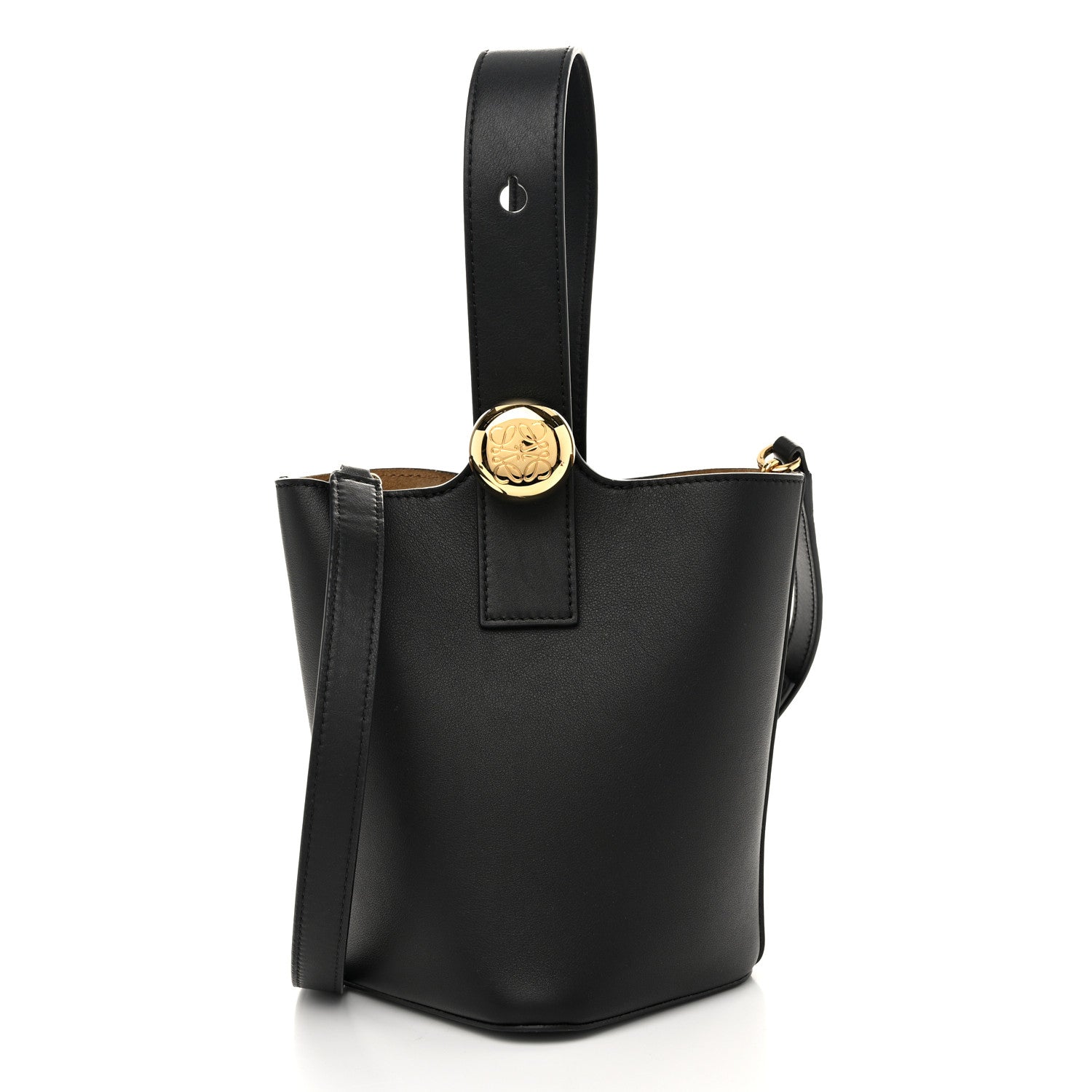 Loewe Soft Grained Calfskin Mini Pebble Bucket Bag Black 1 of 9