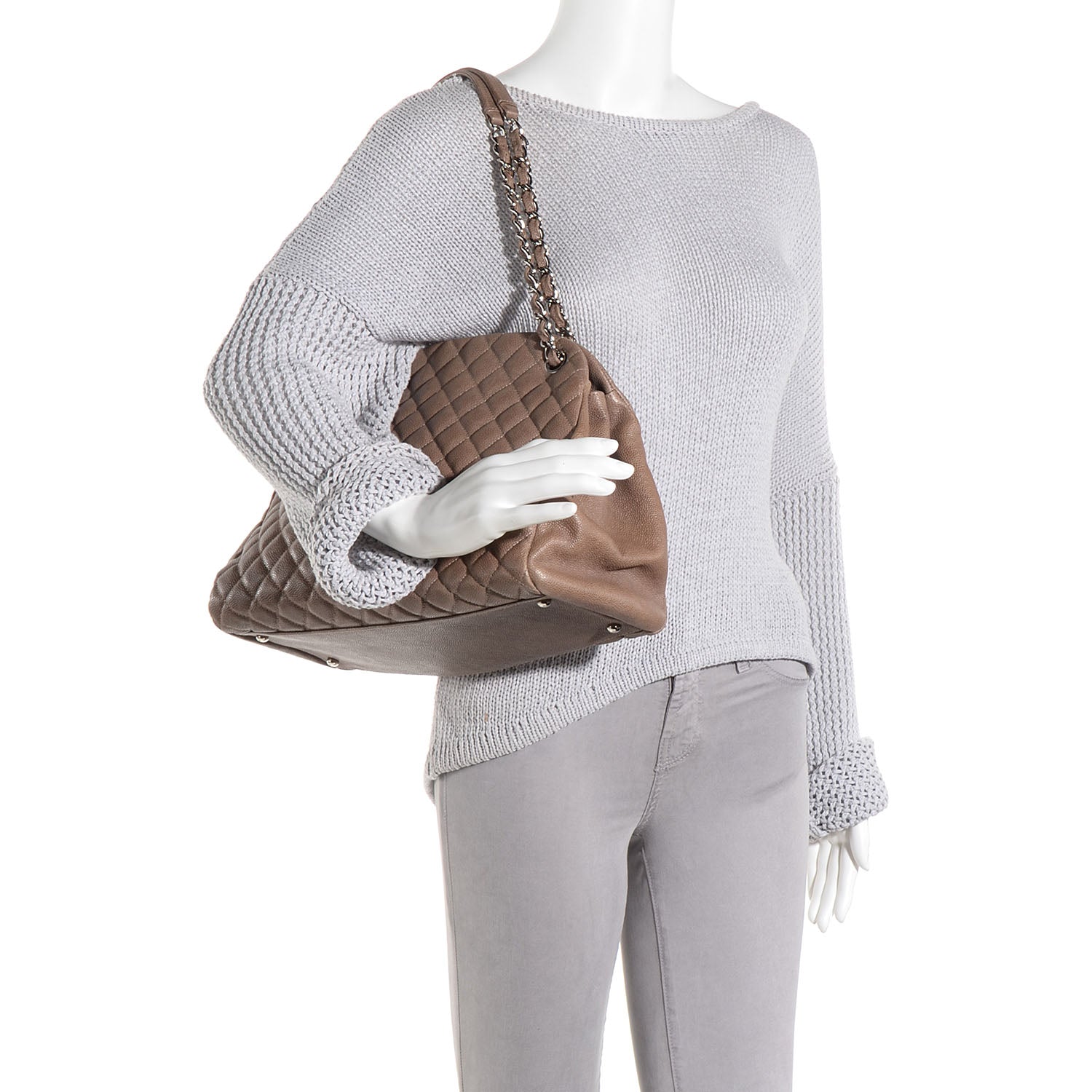 Chanel Caviar Quilted Large Just Mademoiselle Bowling Bag Grey 2 of 7
