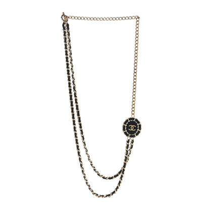 Chanel Lambskin CC Long Chain Necklace Black Gold 2 of 5