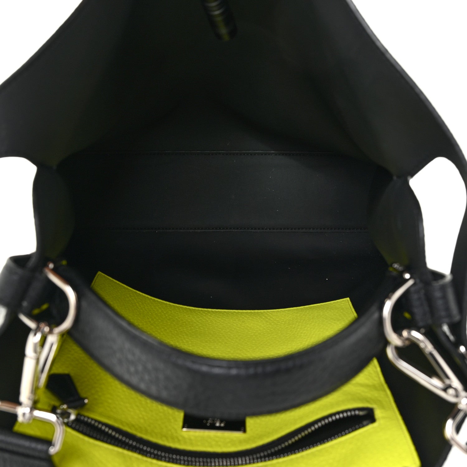 Fendi Cuoio Romano Peekaboo X-Lite Fit Black Giallo Fluo 6 of 9